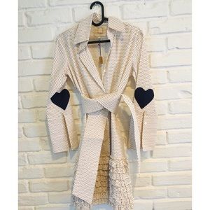 NWT Bell ruffled shirtdress w/ heart elbow patches